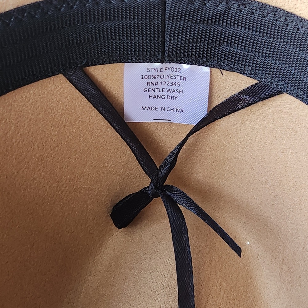 Boho Rancher Tan Fedora Hat Wide Brim Star Band Wool Blend Style FY012 Unisex - Picture 4 of 8